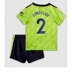 Manchester United Victor Lindelof #2 Tredjedraktsett Barn 2022-23 Kortermet (+ Korte bukser)